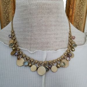Ann Taylor LOFT Gold Tone Necklace Crystals